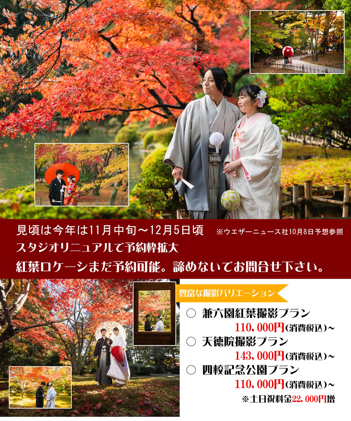 2026年 紅葉ロケーション撮影のご案内